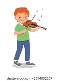 Cute little boy playing violin