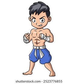 
cute little boy practicing Muaythai