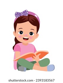 Cute Little boy reading book illustration