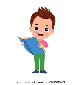 Cute Little boy reading book