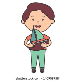cute little boy with sailboat