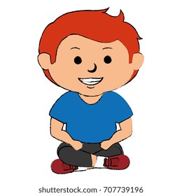 cute little boy seated character