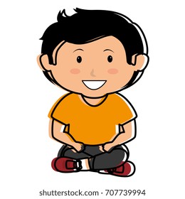 cute little boy seated character