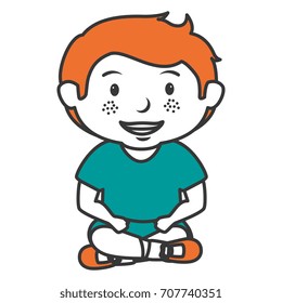 cute little boy seated character