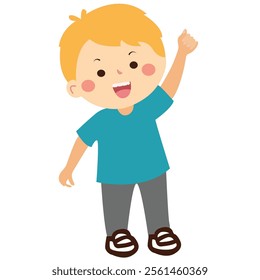 cute little boy shouting talking playing excited vector character art kids