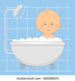 Cute little boy  in the shower. 