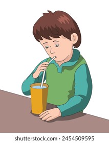 Cute little boy sipping water from a glass