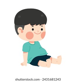 cute little boy sitting on the floor