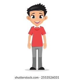 cute little boy smiley face vector art illustration