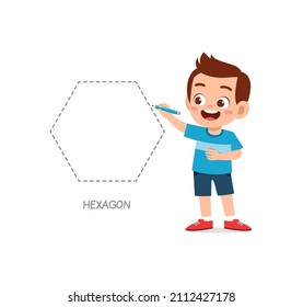 cute little boy study to draw a hexagon