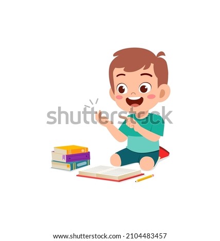 cute little boy study math with counting finger Foto stock © 