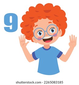 Cute little boy is studying math by counting his finger