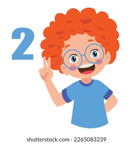 Cute little boy is studying math by counting his finger
