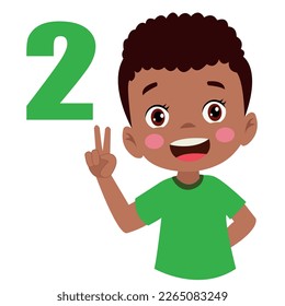 Cute little boy is studying math by counting his finger