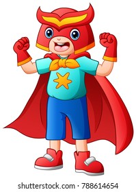 Cute little boy in a superhero costume