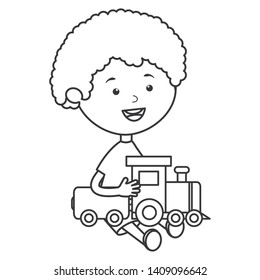 cute little boy with train