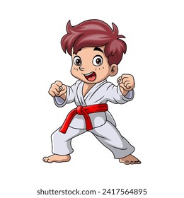 Cute little boy training karate