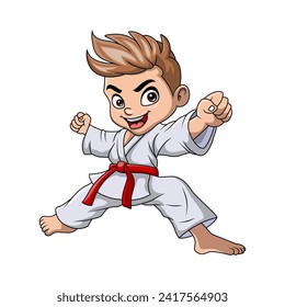 Pequeño niño lindo entrenando karate