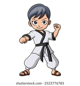 Cute little boy training karate