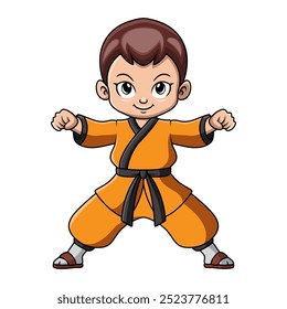 Cute little boy training karate