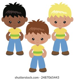 Cute little boy vector cartoon illustration