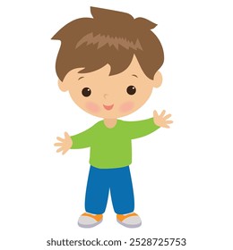 Cute little boy vector cartoon illustration