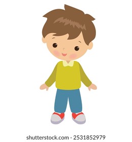 Ilustración de dibujos animados de Vector de niño pequeño lindo