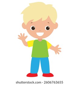 Cute little boy vector cartoon illustration