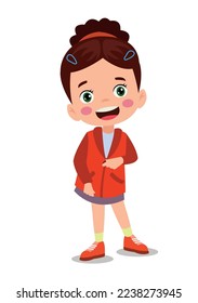 Cute little boy wearing clothes get dressed daily routine activity