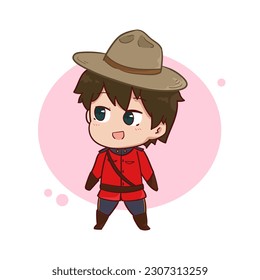 Cute little boy wearing red uniform, happy canada day, greeting