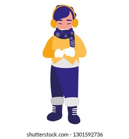 cute little boy with winter clothes