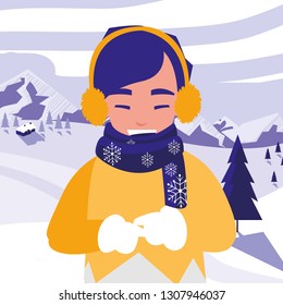 cute little boy with winter clothes