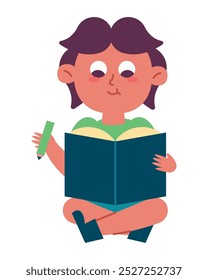 cute little boy writing with pen isolated