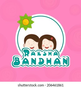 Cute little brother and sister faces decorated sticky for the occasion of Raksha Bandhan festival. 