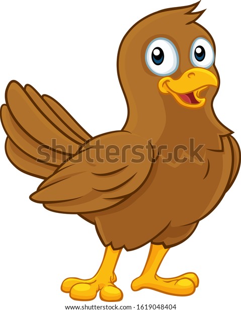 かわいい小さな茶色の漫画の鳥のキャラクター のベクター画像素材 ロイヤリティフリー