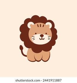 cute little brown lion in pastel tons