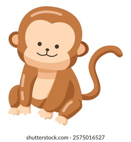 Cute Little Brown Monkey Illustration