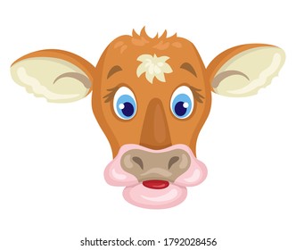 Cute little bull. In cartoon style. Isolated on white background. Vector flat illustration.