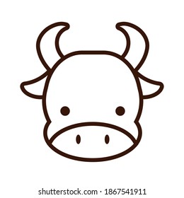 cute little bull kawaii animal line style vector illustration design