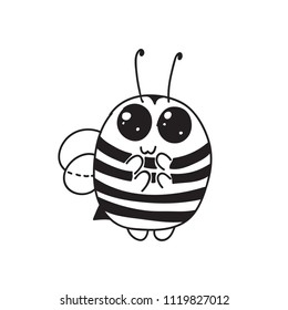 Cute little Bumblebee ink hand drawn sketch vector illustration. Admiring bumblebee. Bee icon. Print art sketch bees. Bee sign isolated on white background illustration