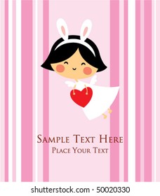 cute little bunny angel greeting card