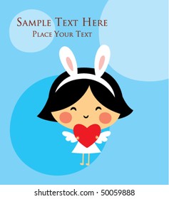 cute little bunny angel valentine greeting