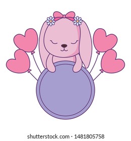 cute little bunny baby with balloons helium