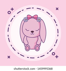 cute little bunny baby in circular frame