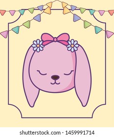 cute little bunny baby with garlands