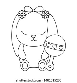 cute little bunny baby with jingle bell