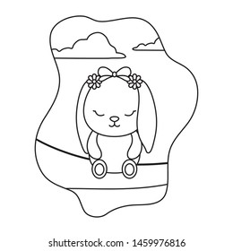 cute little bunny baby in landscape