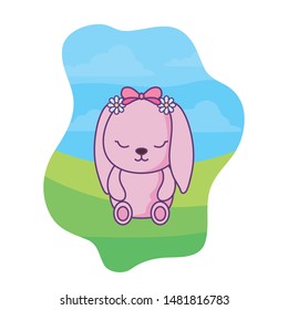 cute little bunny baby in landscape