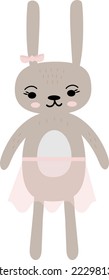 Cute little bunny ballerina. Vector illustration