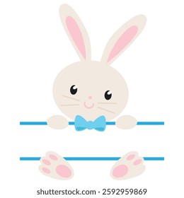 Cute little bunny boy Easter split monogram vector cartoon illustration
